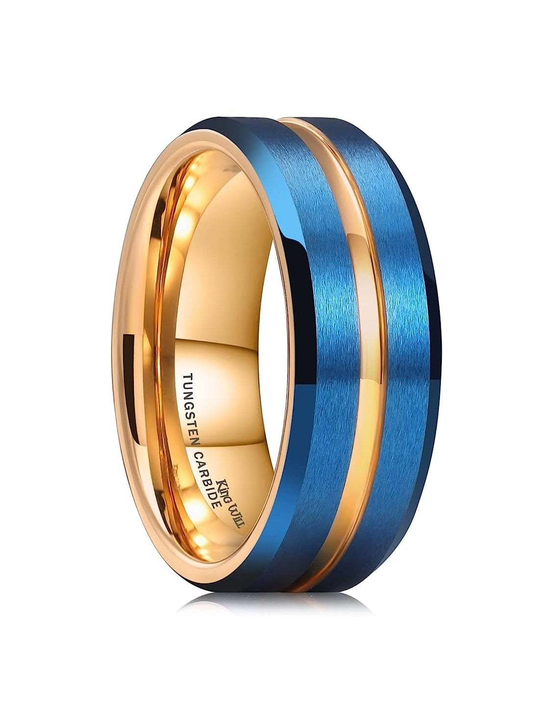 Genuine Carbide Tungsten Color: 8mm Blue Rose Gold Groove Inner Brushed Surface and high polished inner-face design smooth and shiny. band is So elegant! Comfort Fit Wedding Band Size 6-15