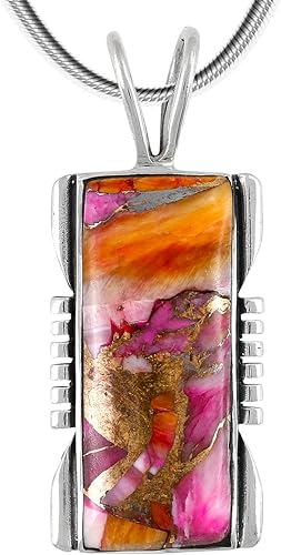ONE :šSterling Silver (Solid) 925 Color: Plum Spiny Turquoise Necklace Pendant Necklace (20" Length)