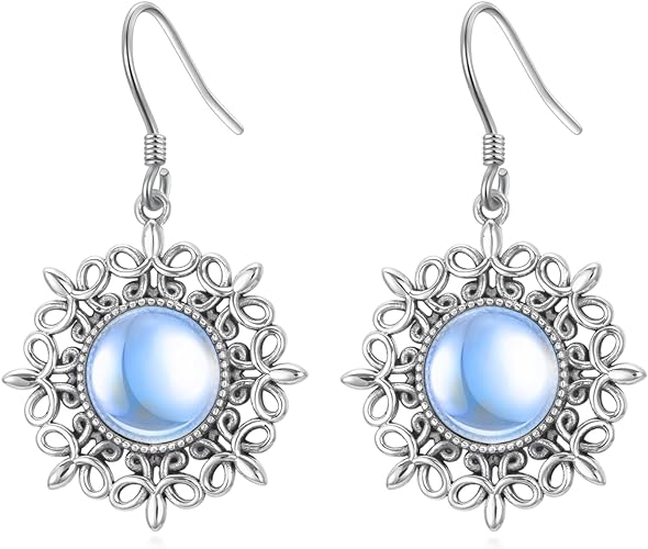 ONE: Filigree Earrings Color: Moonstone Dangle Earrings 925 Sterling Silver