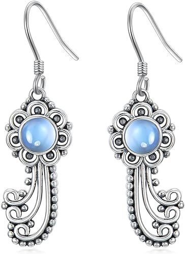 ONE: Falling Stars Earrings Color: Moonstone Dangle Earrings 925 Sterling Silver