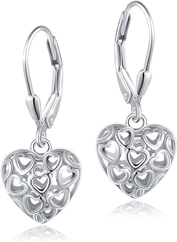 ONE: Style: HEART DROP Dangle Earrings 925 Sterling Silver