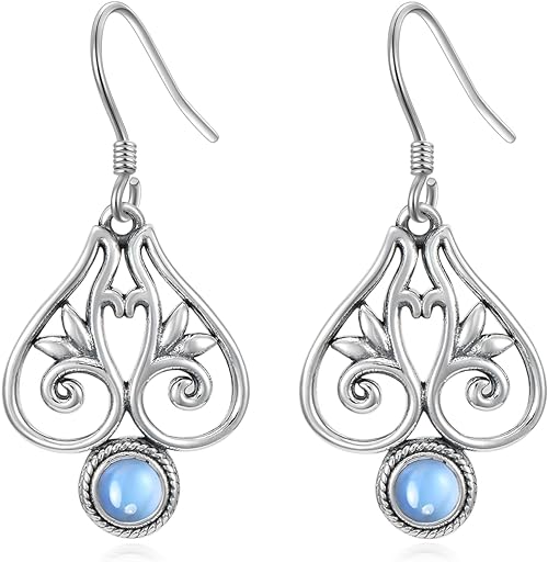 ONE: Butterfly Earrings Color: Moonstone Dangle Earrings 925 Sterling Silver