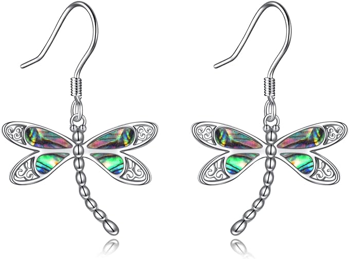 ONE: Dragonfly Dangle Drop Earrings 925 Sterling Silver
