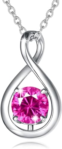 ONE: Birthstone Necklace Gifts For Women, Love Pendant Birthstone Jewelry 16+2 inch Silver Chain OCT