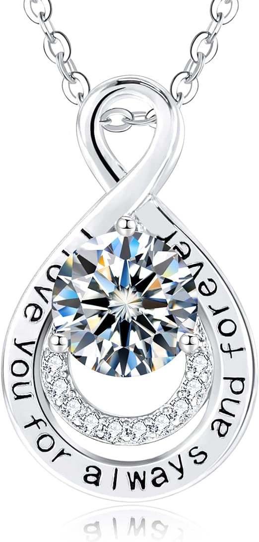 ONE :š Pendant MOISSANITE DIAMOND Necklace 2CT Mermaid Tear-18k White Gold over 925 Sterling Silver