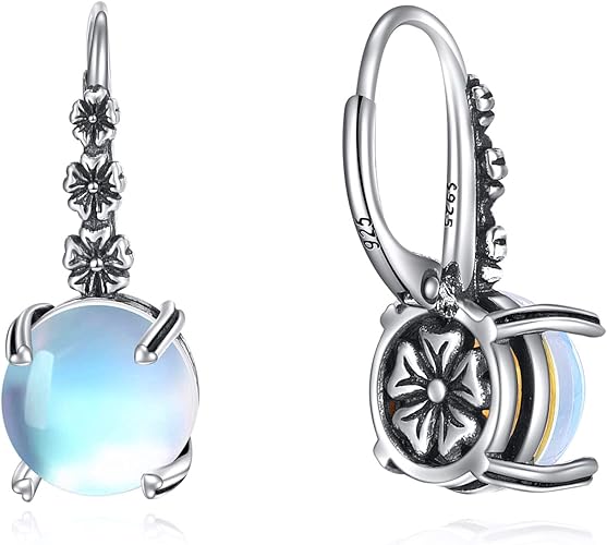 ONE: Exquisite Color: MOONSTONE Dangle Earrings 925 Sterling Silver