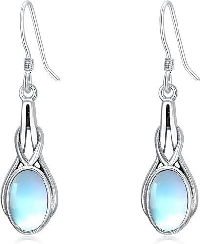 ONE: Dangle Drop Earrings Color: Moonstone Dangle Earrings 925 Sterling Silver