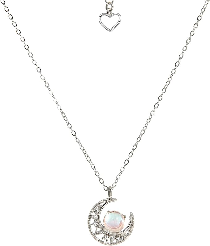 ONE :💎 Moonstone Pendant Necklace 💎Color: 925 Sterling Silver