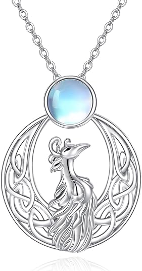 ONE :💎Phoenix/Moon and Sun Moonstone Celtic Pendant Necklace Fine Jewelry 💎