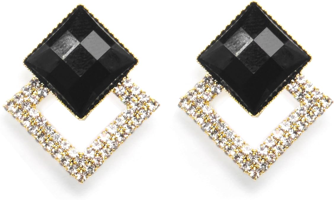 ONE PAIR: Crystal Multi Gold/Silver Dangle Earrings Statement Jewelry