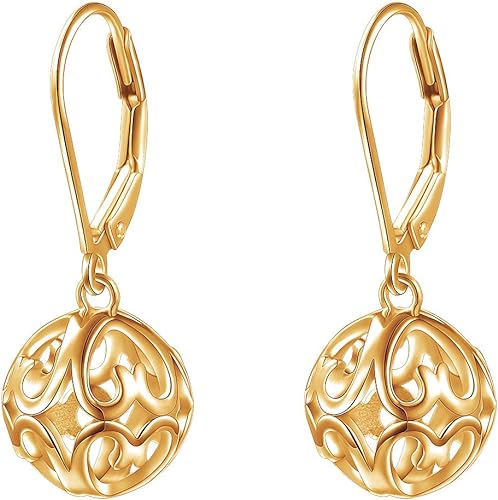 ONE: Style: HEART DROP YELLOW GOLD Dangle Earrings 925 Sterling Silver