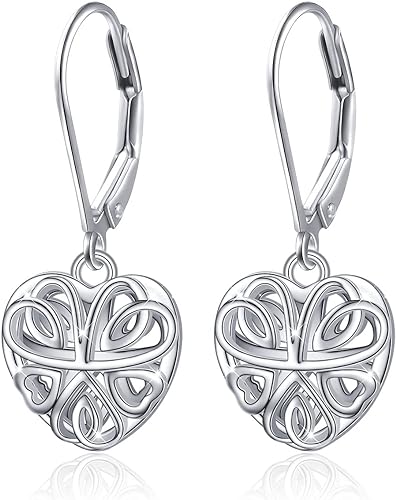 ONE: Style: Interlocking HEART Dangle Earrings 925 Sterling Silver