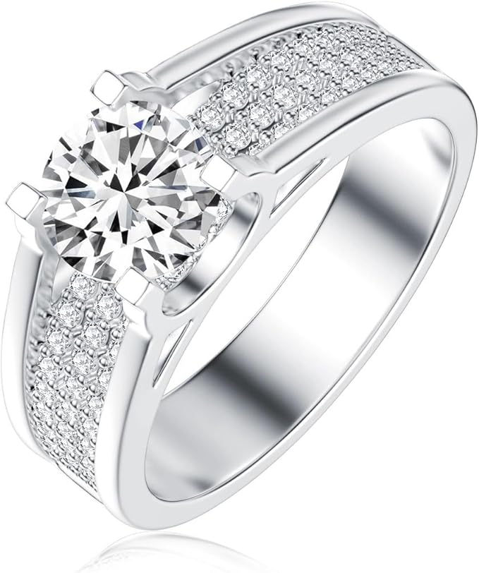 Moissanite Eternity Wedding Band Ring 3cttw Round Cut D Color Lab Diamond Channel Set 18K Gold Plated Silver Ring for Men
