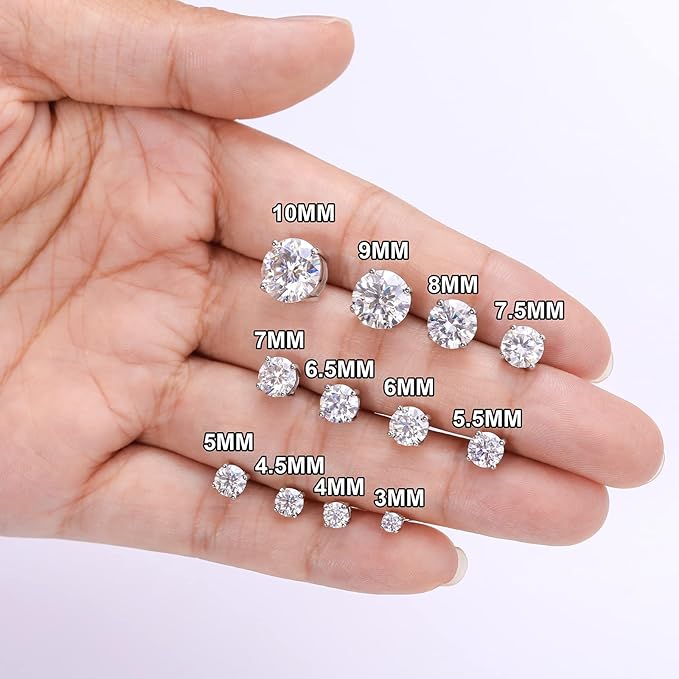 ONE PAIR: of Earrings 0.8 carats (0.4ct 4.5mm*2) Screw Back HIGH QUALITY MOISSANITE DIAMOND EARRINGS SCREW BACK