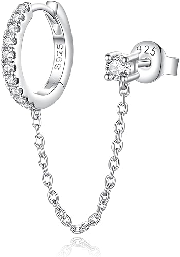 ONE PAIR: Hoop Earrings Cuff Stud Drop 925 Sterling Silver with 18K White Gold Plated HIGH QUALITY MOISSANITE DIAMOND EARRINGS