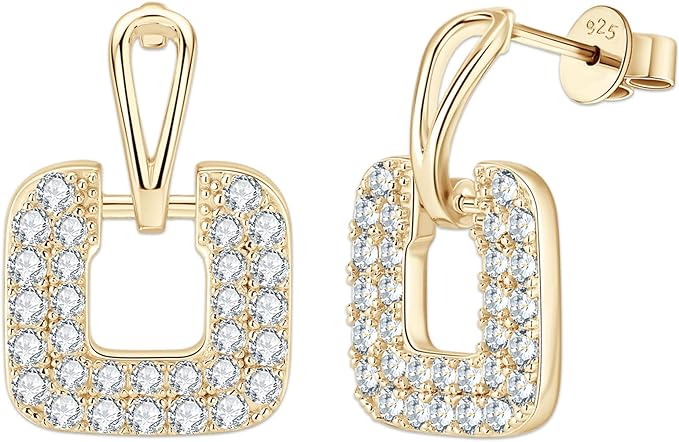 ONE PAIR: Gorgeous Square Shaped Stud Earrings MOISSANITE DIAMONDS D Color VVS1 Clarity Brilliant 1.4mm 1.6mm 0.89cttw per pair weight: about 3.5g.