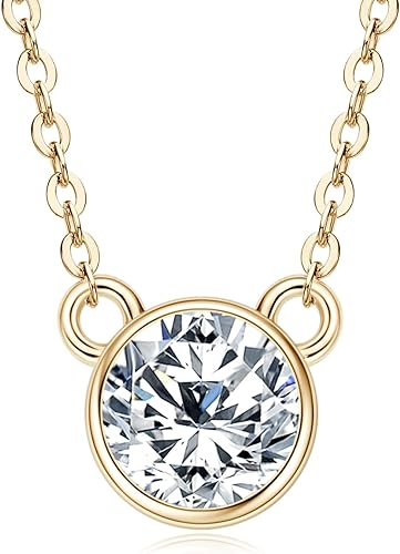 ONE :💎Pendant Necklace💎 1.0 CARAT MOISSANITE YELLOW GOLD PLATED OVER 925 STERLNG SILVER