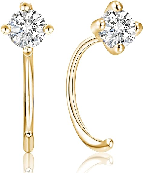 ONE PAIR: EARRINGS MOISSANITE DIAMONDS D Color VVS1 Clarity Brilliant 3x2mm Pear The total carat weight of the 2 MOISSANITE Stones is 0.2 carats. 18K YELLOW Gold Plated Color: Gold/Round Cut