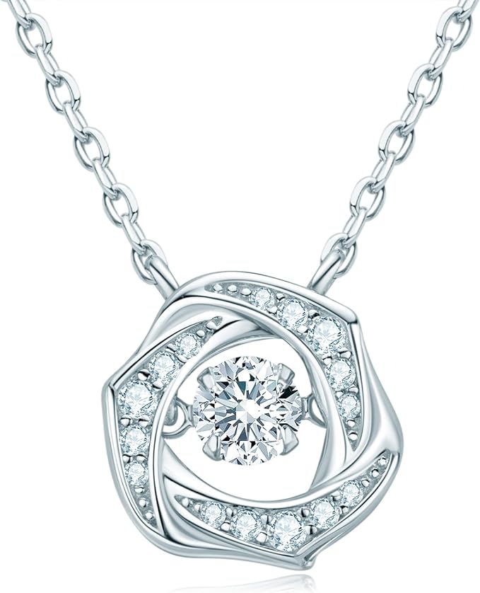 ONE :💎Pendant Necklace💎 Color: Love Knot-0.5ct MOISSANITE DIAMOND WHITE GOLD PLATED OVER 925 STERLNG SILVER