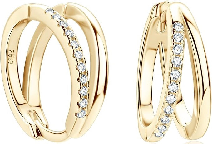 ONE PAIR: 11MM Gorgeous HOOP EARRINGS HIGH QUALITY MOISSANITE Diamonds 18K Yellow Gold PLATED 925 Sterling Silver Total GRA Certificate 11MM