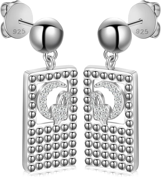 ONE PAIR: of Earrings Color Silver Ball Drop The Unique Ball and Square Pendant HIGH QUALITY MOISSANITE DIAMOND EARRINGS