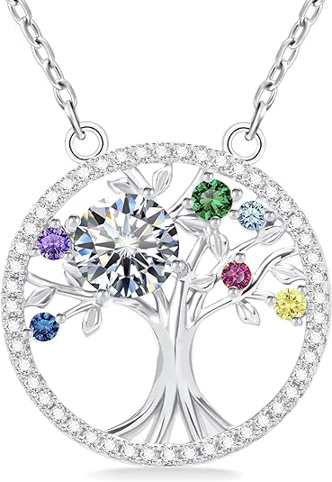 ONE :💎Pendant Tree Necklace💎MOISSANITE DIAMOND 18k WHITE GOLD PLATED OVER 925 STERLNG SILVER