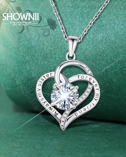 ONE :💎Pendant HEART Necklace💎MOISSANITE DIAMOND 18k WHITE GOLD PLATED OVER 925 STERLNG SILVER