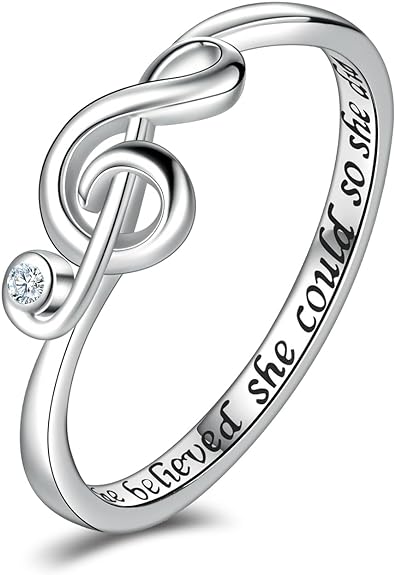 0NE: 925 Sterling Silver High Quality Ring Music Jewelry