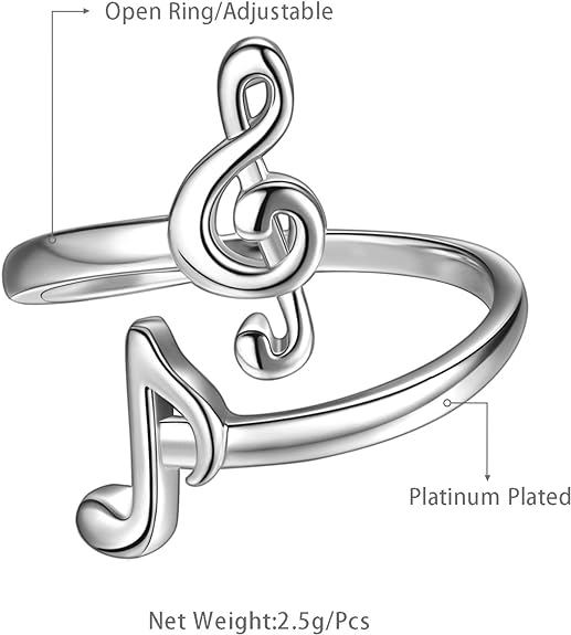 0NE: 925 Sterling Silver High Quality Ring Music Jewelry