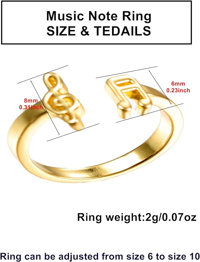 0NE: 925 Sterling Silver High Quality Ring Music Jewelry