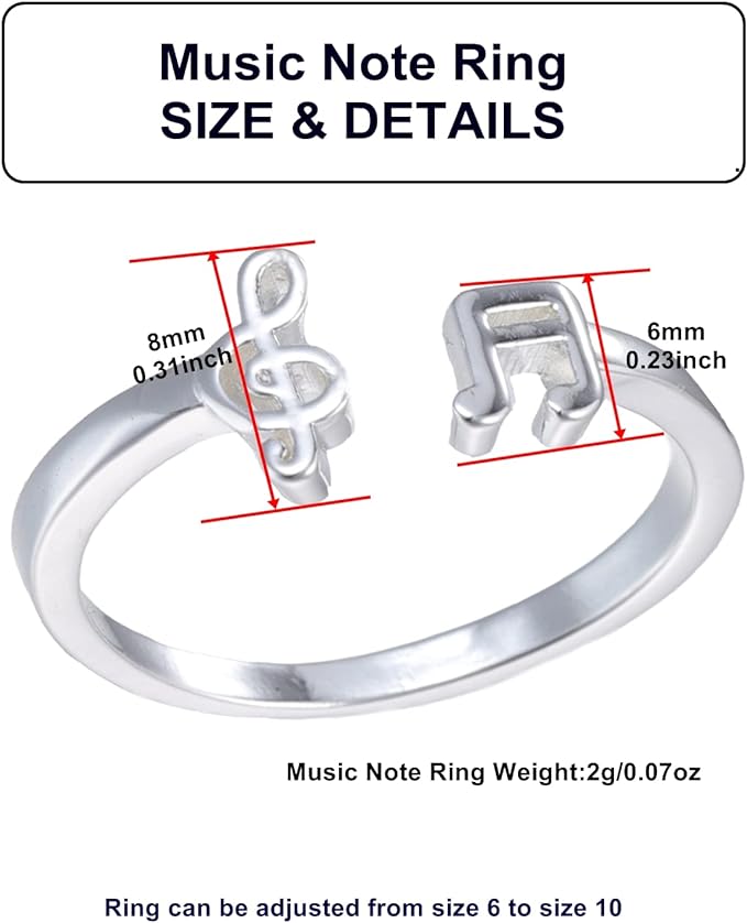 0NE: 925 Sterling Silver High Quality Ring Music Jewelry