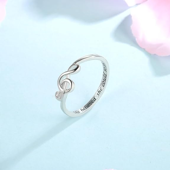 0NE: 925 Sterling Silver High Quality Ring Music Jewelry