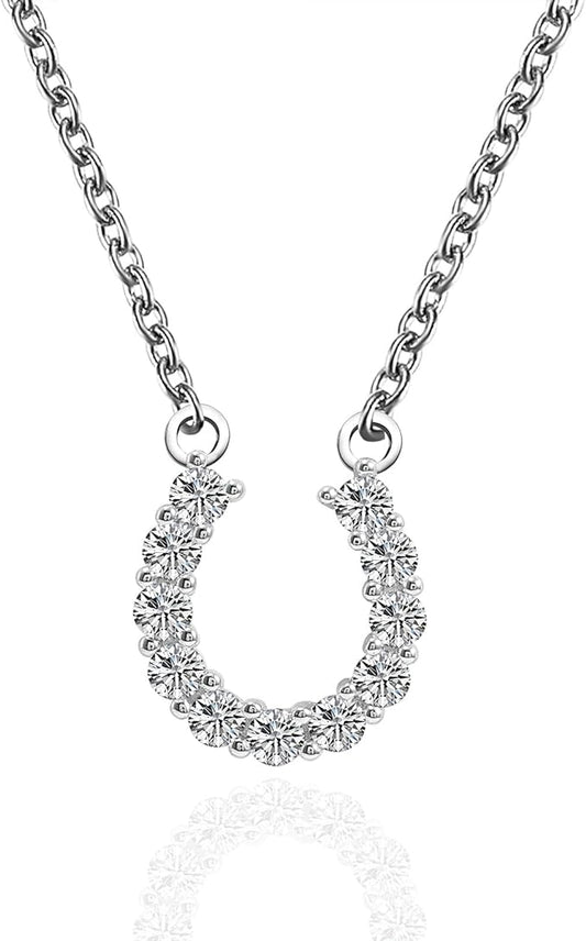 ONE :💎Pendant U-shaped pendant Necklace💎MOISSANITE DIAMOND 18k WHITE GOLD PLATED OVER 925 STERLNG SILVER .9mm*11/0.3ct