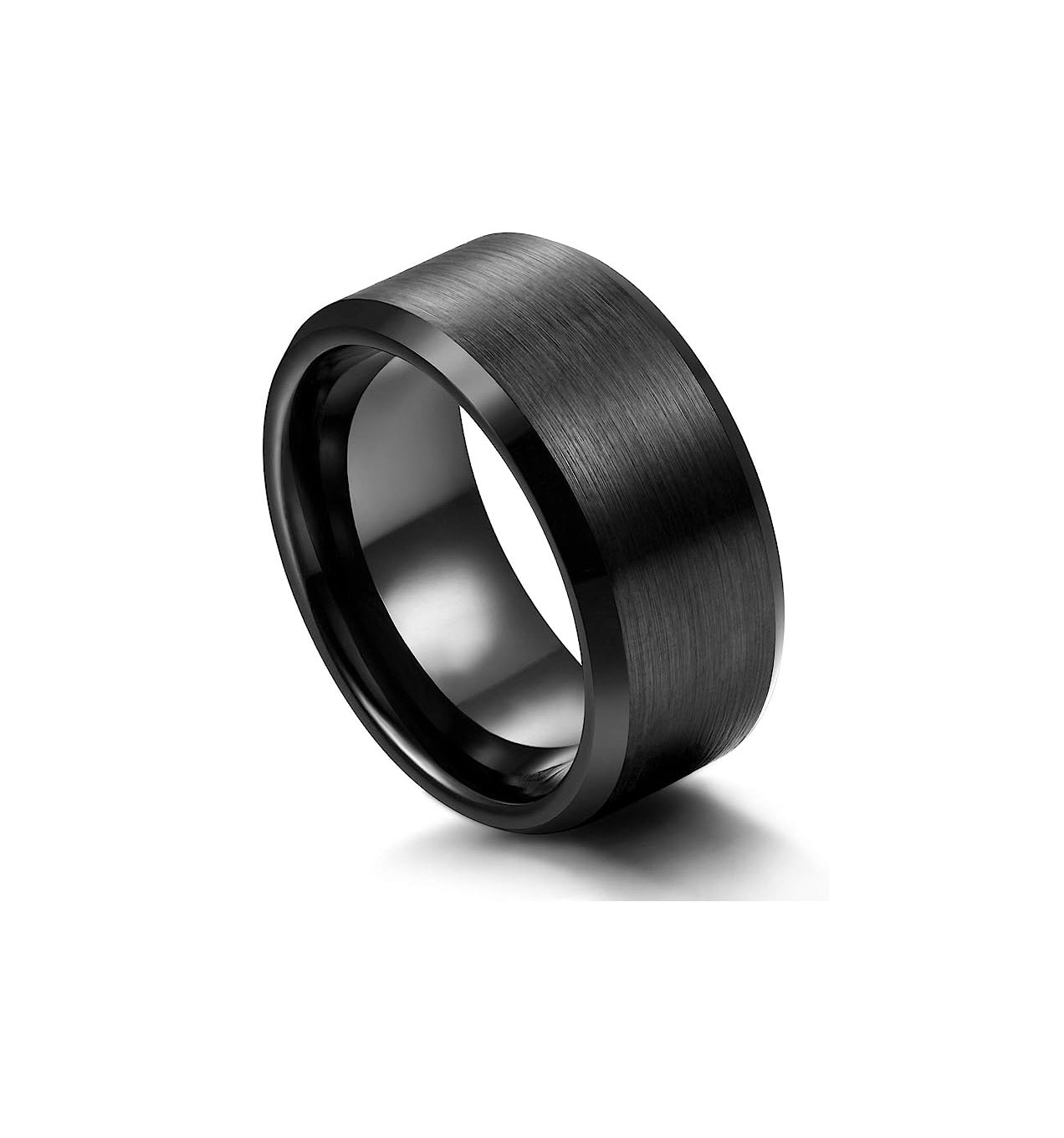 10mm Genuine Tungsten Carbide Ring -Black Brushed-Band Width10mm Ring Comfort fit