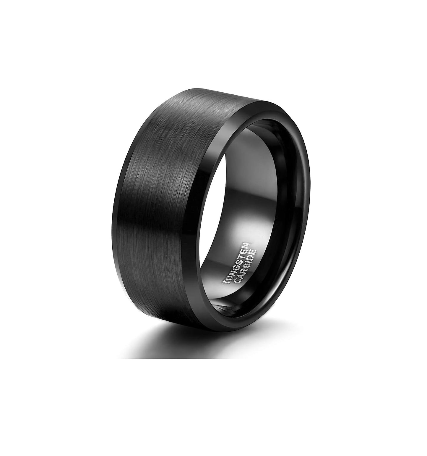 10mm Genuine Tungsten Carbide Ring -Black Brushed-Band Width10mm Ring Comfort fit