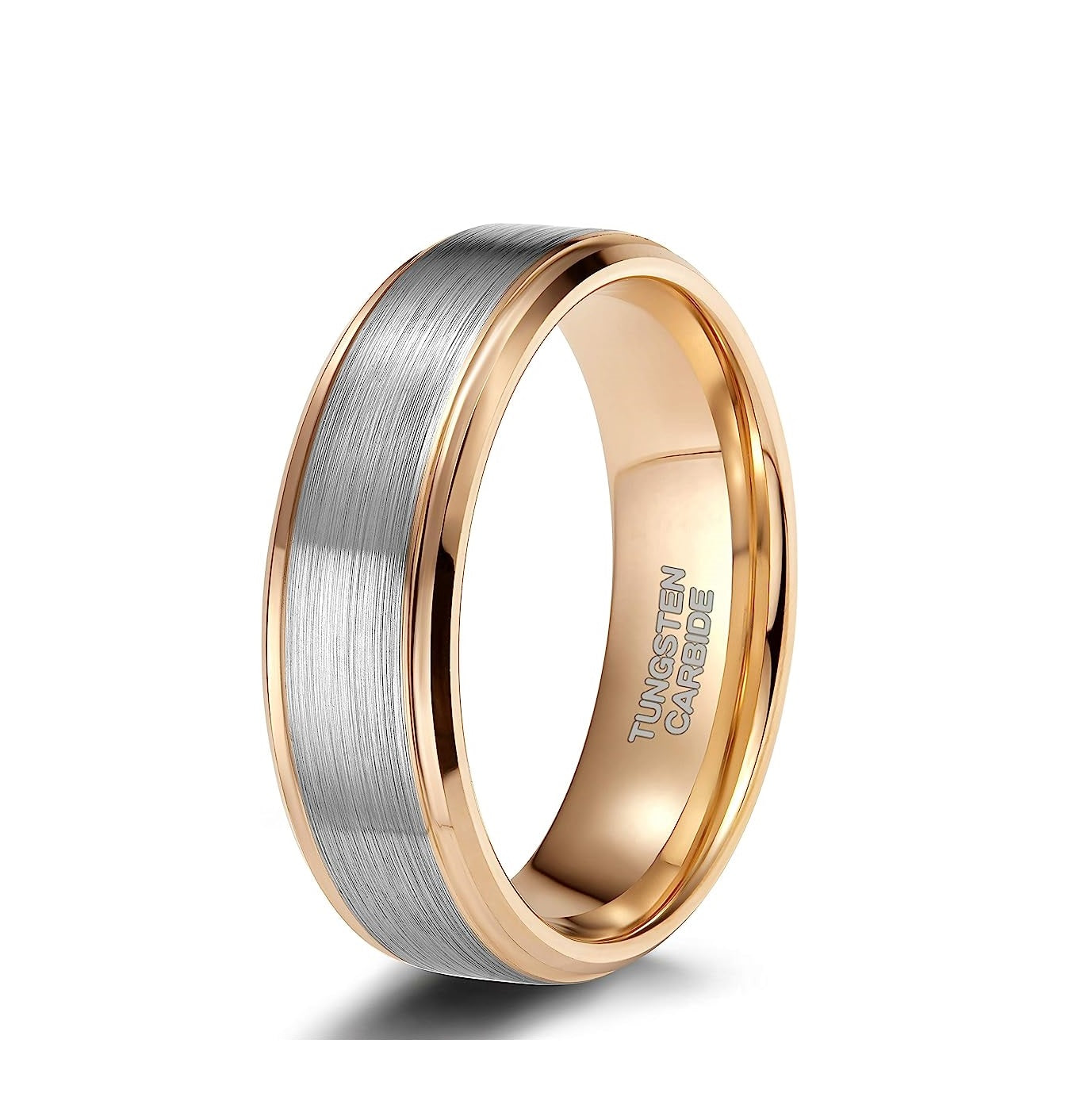 Genuine Carbide Tungsten Color: GOLD/SILVER Brushed 8mm RING Polished Shiny Comfort Fit Wedding Band Size 6-15