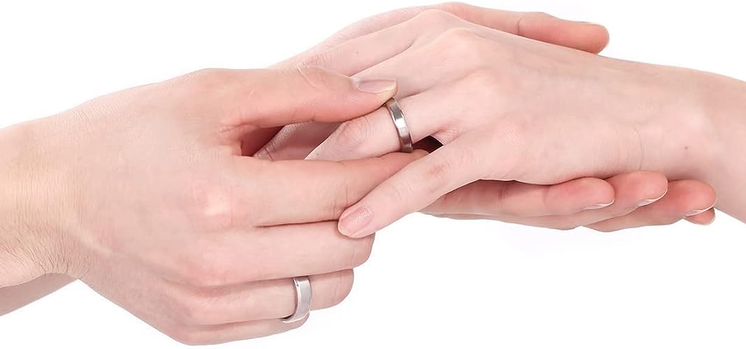 Genuine Titanium Silver Brushed Blue 6mm Wide Ring Wedding Band High Polished Comfort Fit.