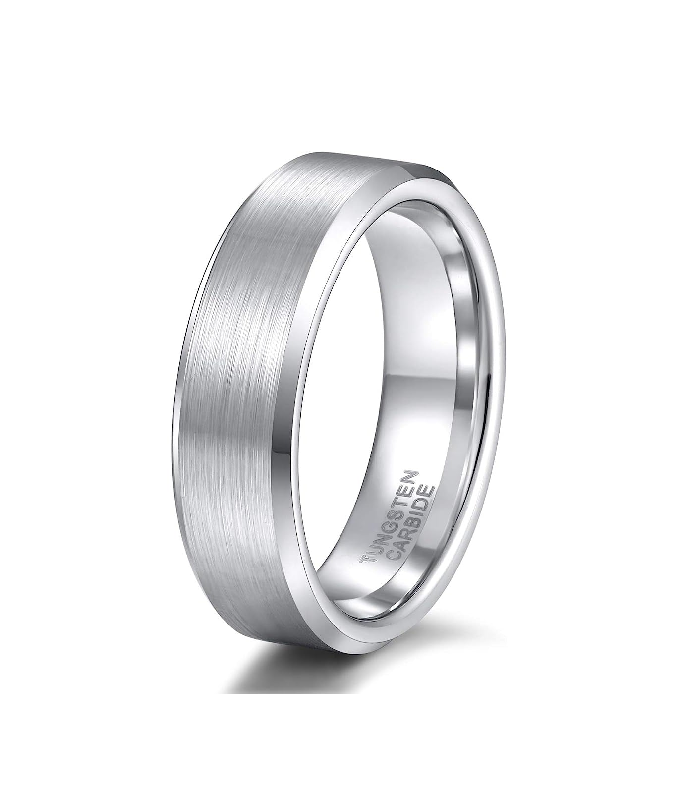 Genuine Carbide Tungsten Color:  SILVER 6mm RING Comfort Fit Wedding Band Size 6-15