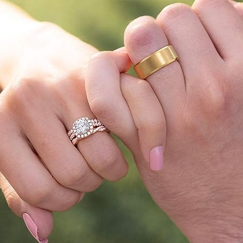Genuine Titanium Golden Brushed 6mm Wide Ring Wedding Band High Polished Comfort Fit.