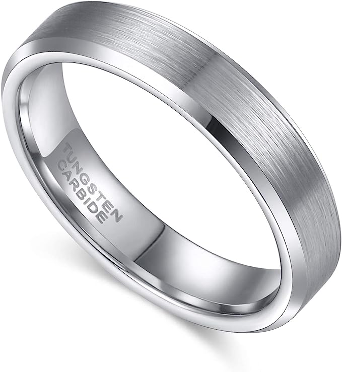 Genuine Carbide Tungsten Color:  SILVER 4mm RING Comfort Fit Wedding Band