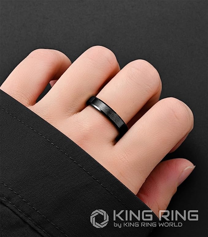 One: Genuine Carbide Tungsten Color:  BLACK 4mm RING Comfort Fit Wedding Band