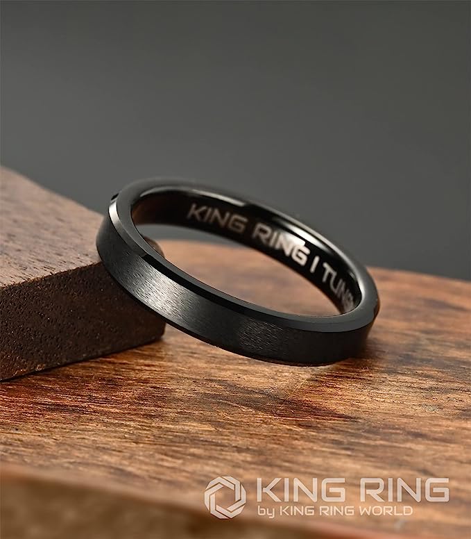 One: Genuine Carbide Tungsten Color:  BLACK 4mm RING Comfort Fit Wedding Band
