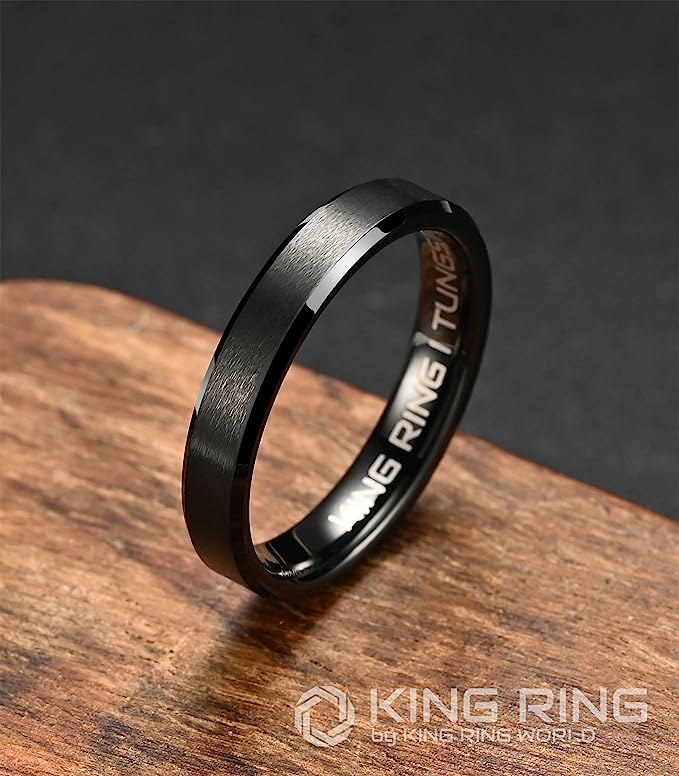 One: Genuine Carbide Tungsten Color:  BLACK 4mm RING Comfort Fit Wedding Band
