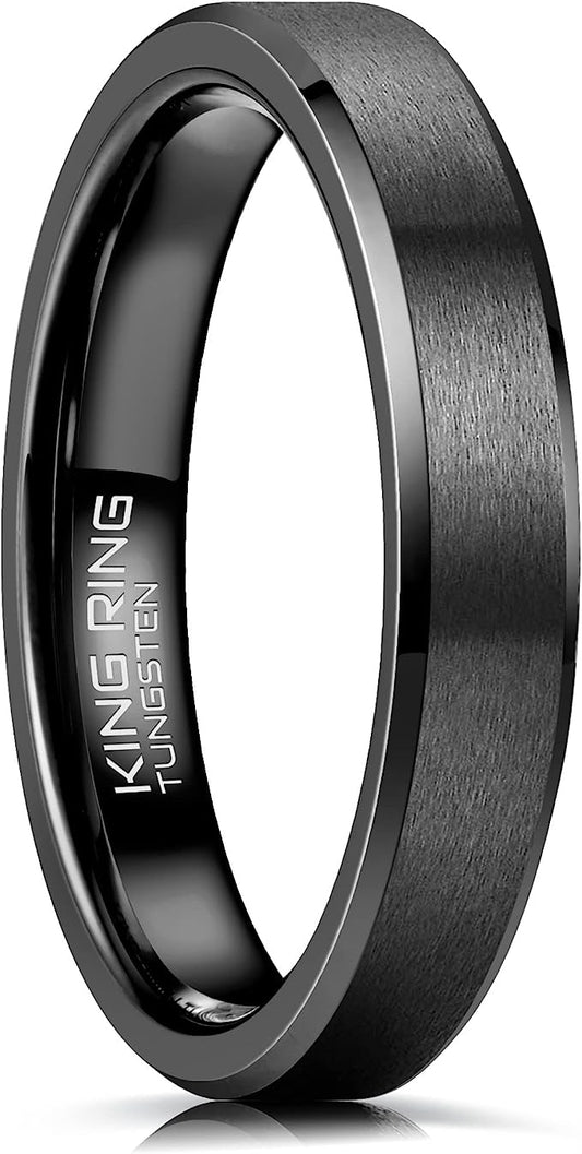 One: Genuine Carbide Tungsten Color:  BLACK 4mm RING Comfort Fit Wedding Band