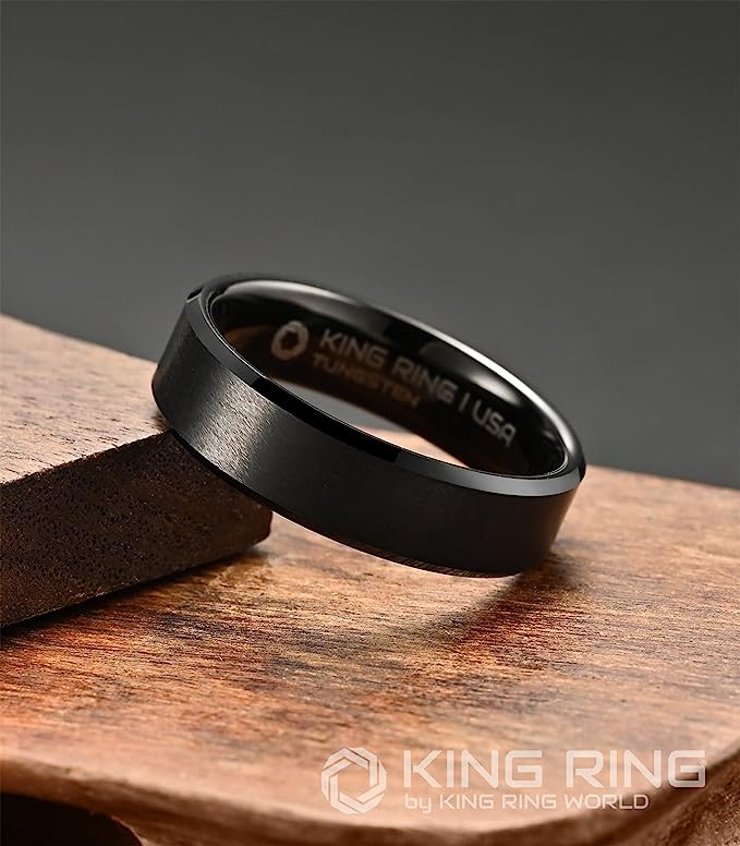 Copy of One: Genuine Carbide Tungsten Color:  BLACK 6mm RING Comfort Fit Wedding Band