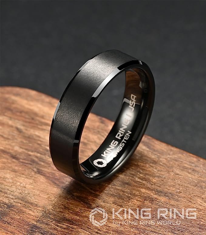 Copy of One: Genuine Carbide Tungsten Color:  BLACK 6mm RING Comfort Fit Wedding Band