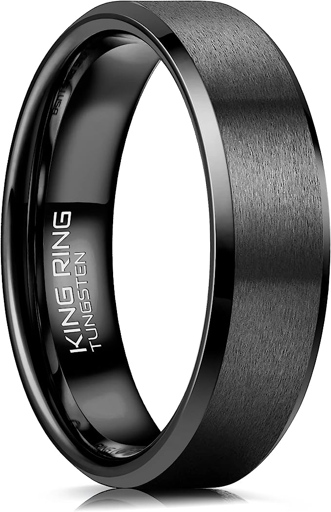 Copy of One: Genuine Carbide Tungsten Color:  BLACK 6mm RING Comfort Fit Wedding Band