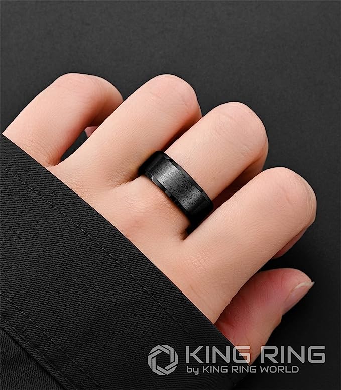 One: Genuine Carbide Tungsten Color:  BLACK 8mm RING Comfort Fit Wedding Band