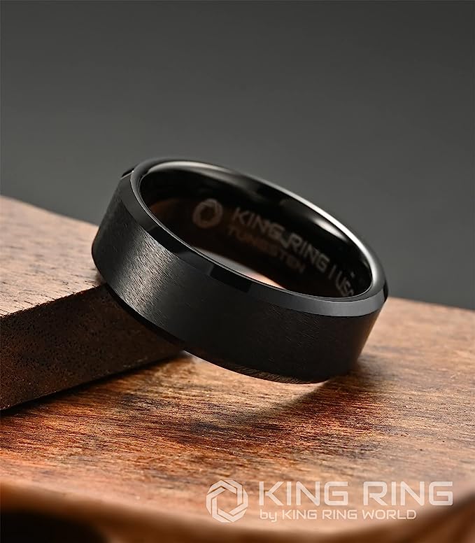 One: Genuine Carbide Tungsten Color:  BLACK 8mm RING Comfort Fit Wedding Band