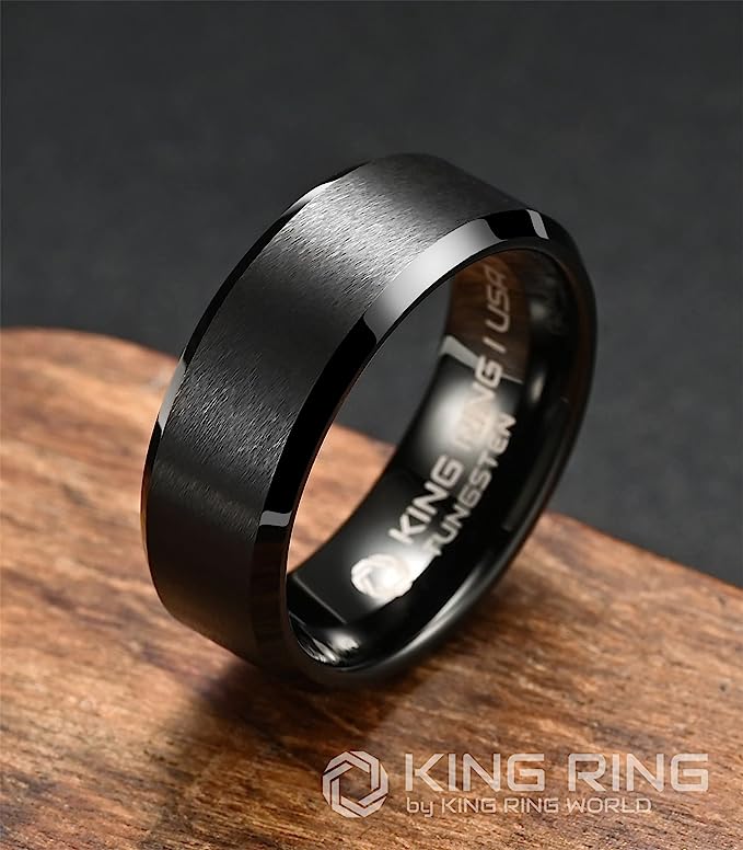 One: Genuine Carbide Tungsten Color:  BLACK 8mm RING Comfort Fit Wedding Band